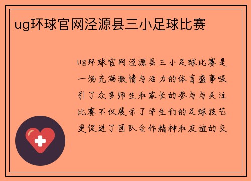 ug环球官网泾源县三小足球比赛